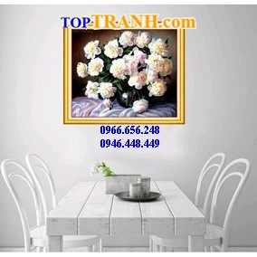 Tranh gắn đá bình hoa khoe sắc